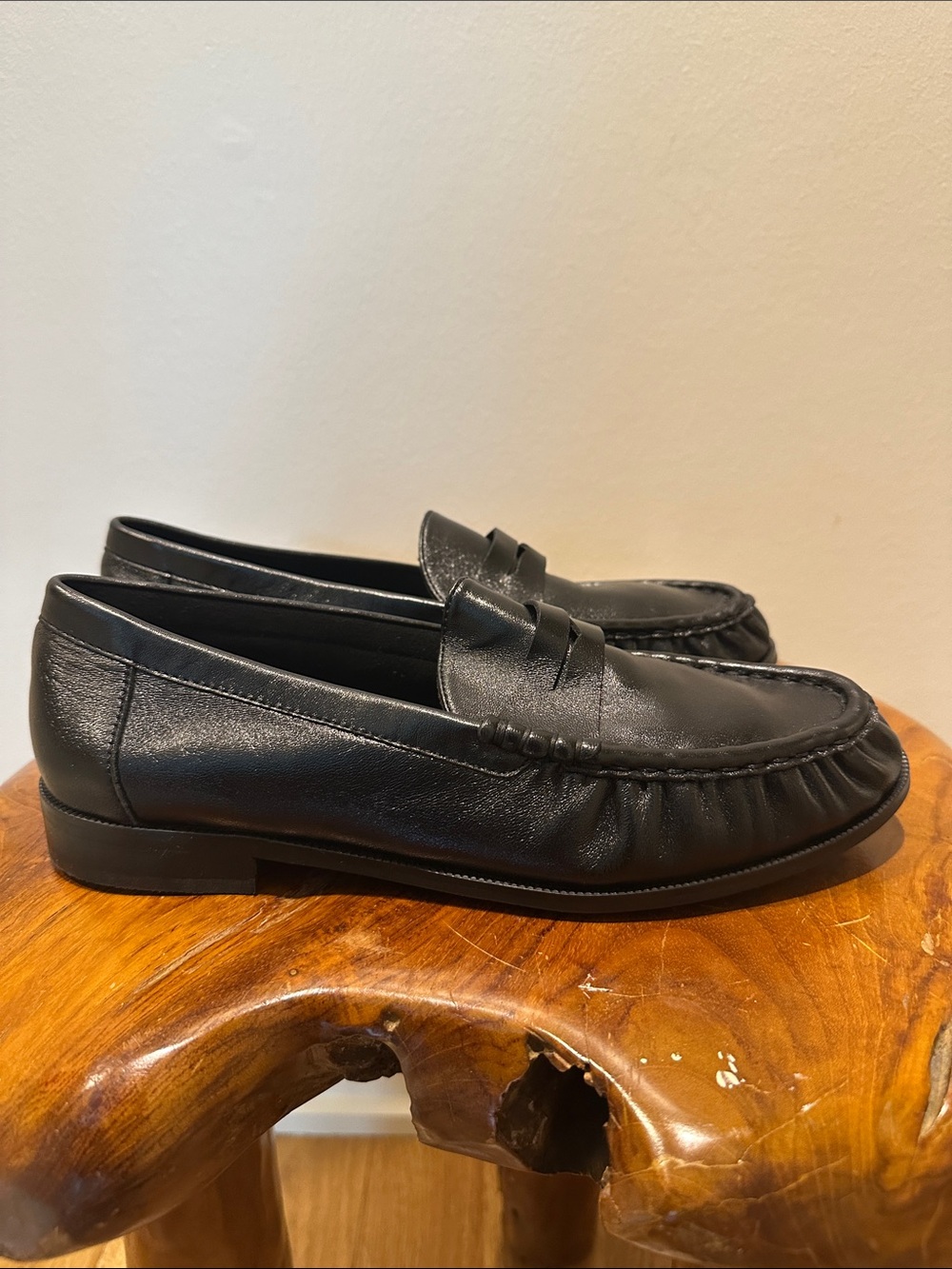 Black Leather Women's Penny Loafers - Sleek Everyday Flats